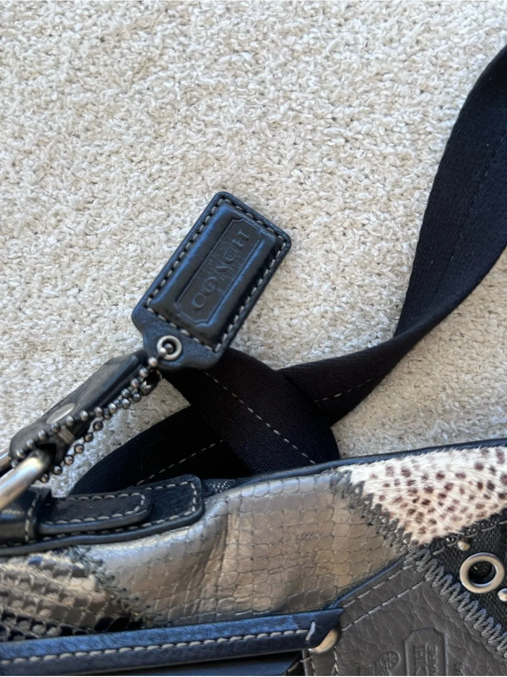 Coach Patchwork Signature & Leopard Wristlet in Black and Gray Y2K